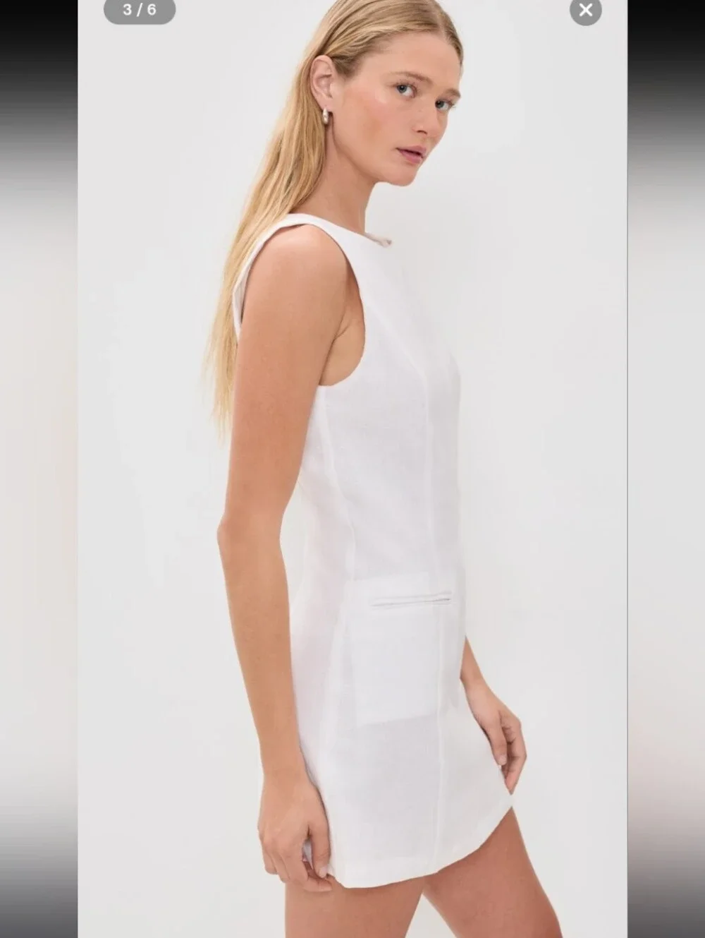 Reformation  Citron White Sleeveless Mini linen  Dress